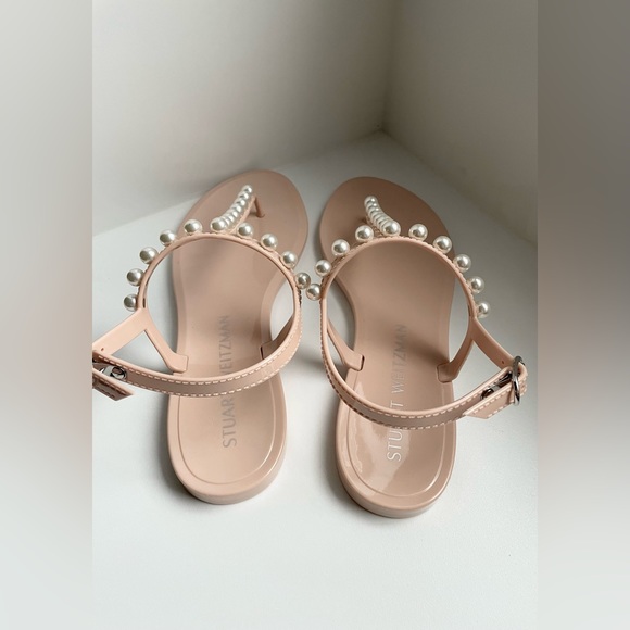 Stuart Weitzman Goldie Embellished Jelly Thong Sandals - size 9 - Picture 3 of 5